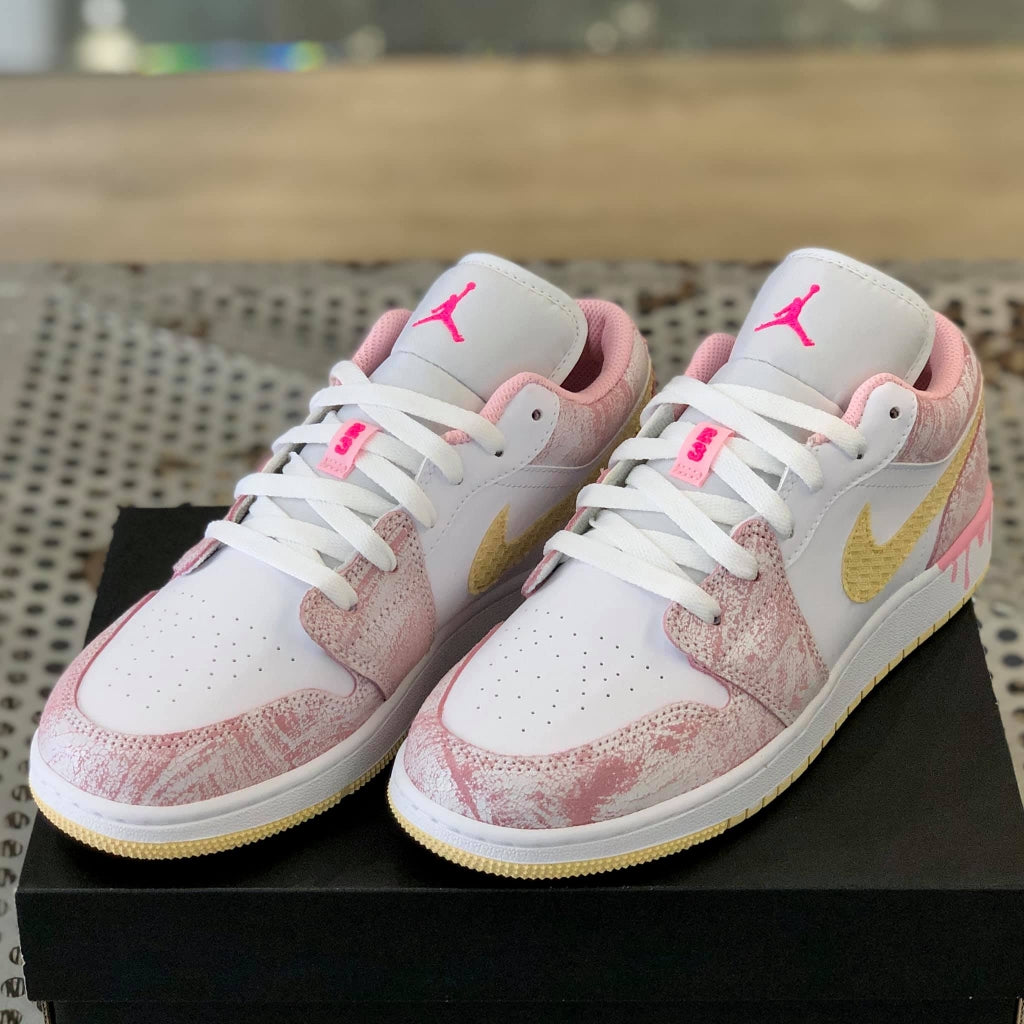 Custom Air Jordan 1 Low ‘Strawberry Ice Cream’ Sneakers