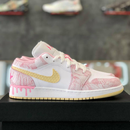 Custom Air Jordan 1 Low ‘Strawberry Ice Cream’ Sneakers