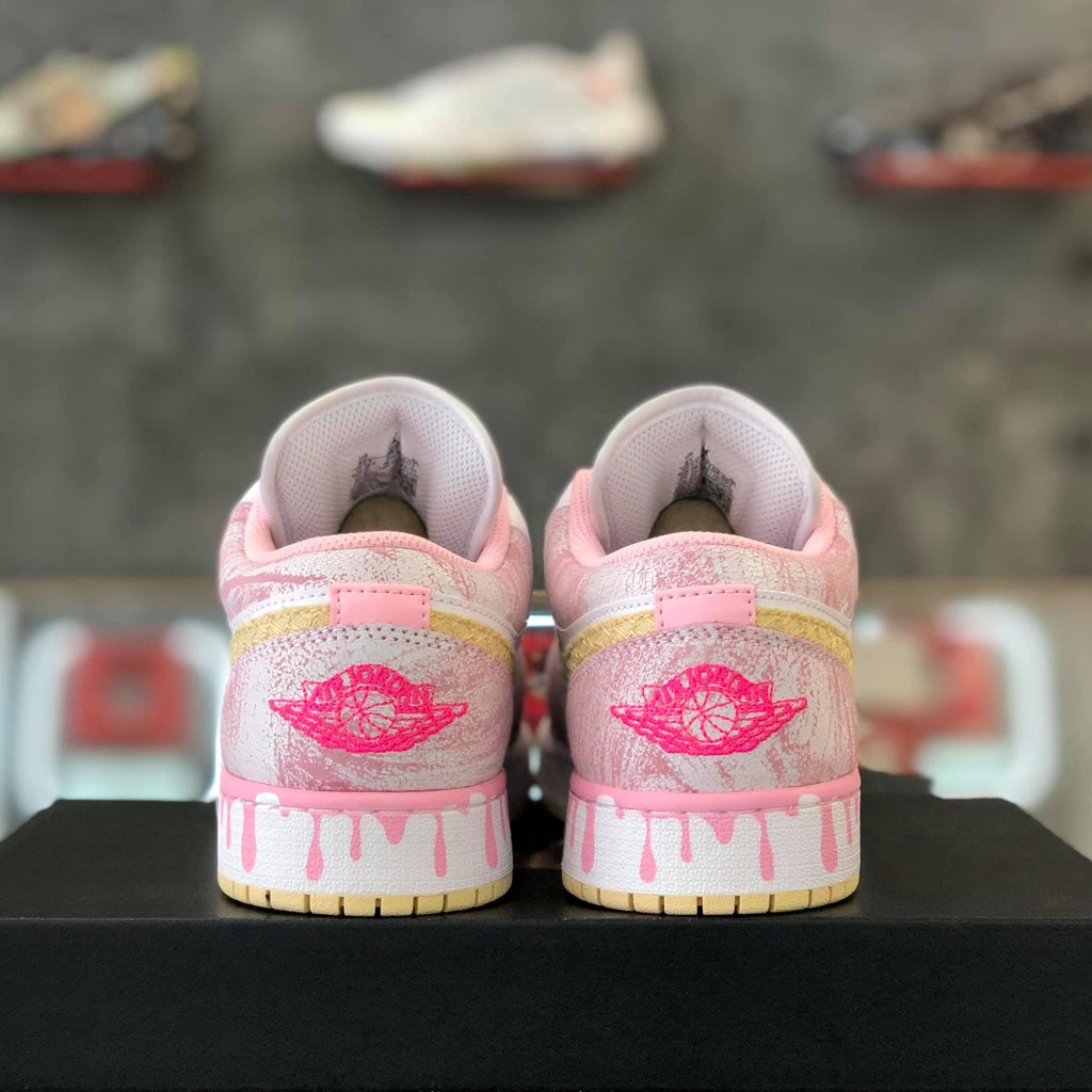 Custom Air Jordan 1 Low ‘Strawberry Ice Cream’ Sneakers