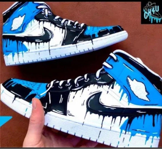 'Black and blue graffiti' Custom Air Force 1