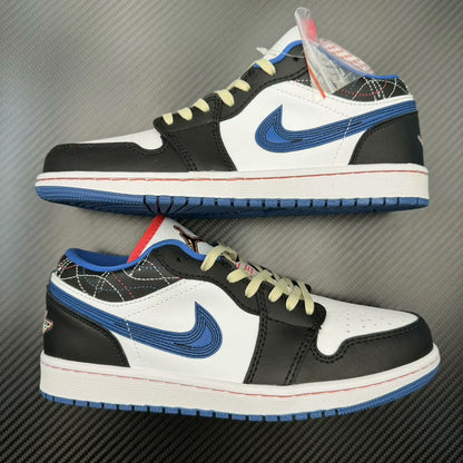 Custom Air Jordan 1 Low SE ‘Industrial Blue Sashiko’ Sneakers