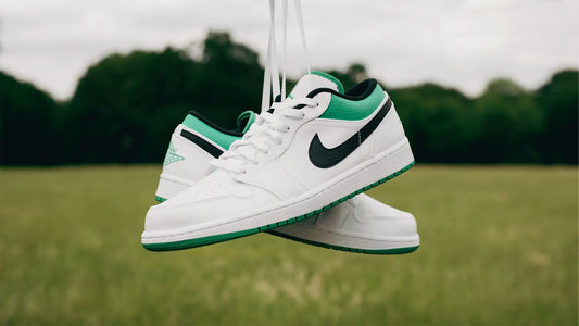 Custom Air Jordan 1 Low ‘White Lucky Green’ Sneakers