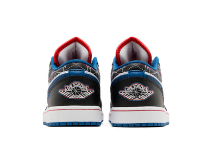 Custom Air Jordan 1 Low SE ‘Industrial Blue Sashiko’ Sneakers