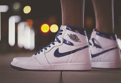 Custom Air Jordan 1 Retro High OG ‘Metallic Navy’ Sneakers