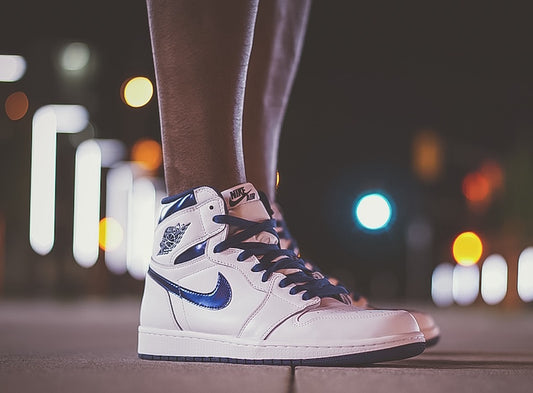 Custom Air Jordan 1 Retro High OG ‘Metallic Navy’ Sneakers