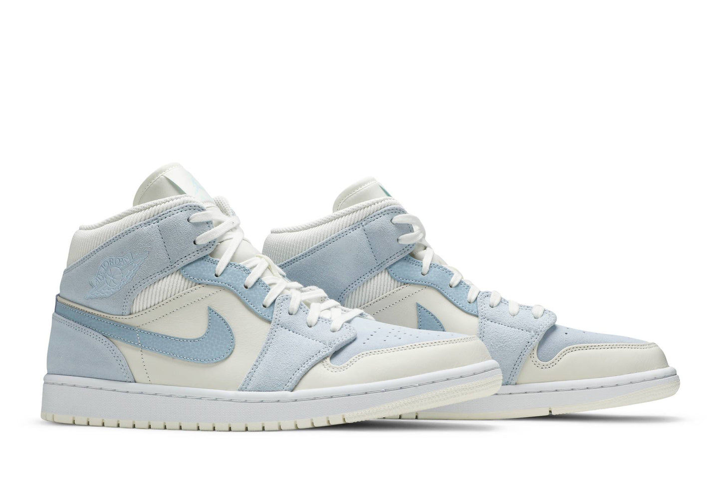 Custom Air Jordan 1 Mid SE ‘Sail Light Blue’ Sneakers