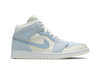 Custom Air Jordan 1 Mid SE ‘Sail Light Blue’ Sneakers