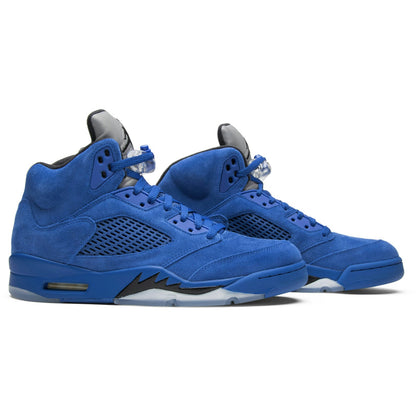 Custom Air Jordan 5 Retro ‘Blue Suede’ Sneakers