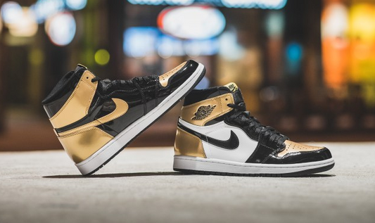 Custom Air Jordan 1 Retro High OG NRG ‘Gold Toe’ Sneakers