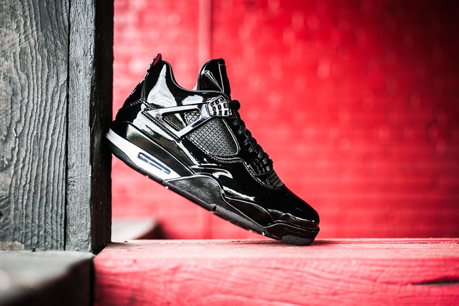 Custom Air Jordan 4 Retro 11Lab4 ‘Black Patent Leather’ Sneakers